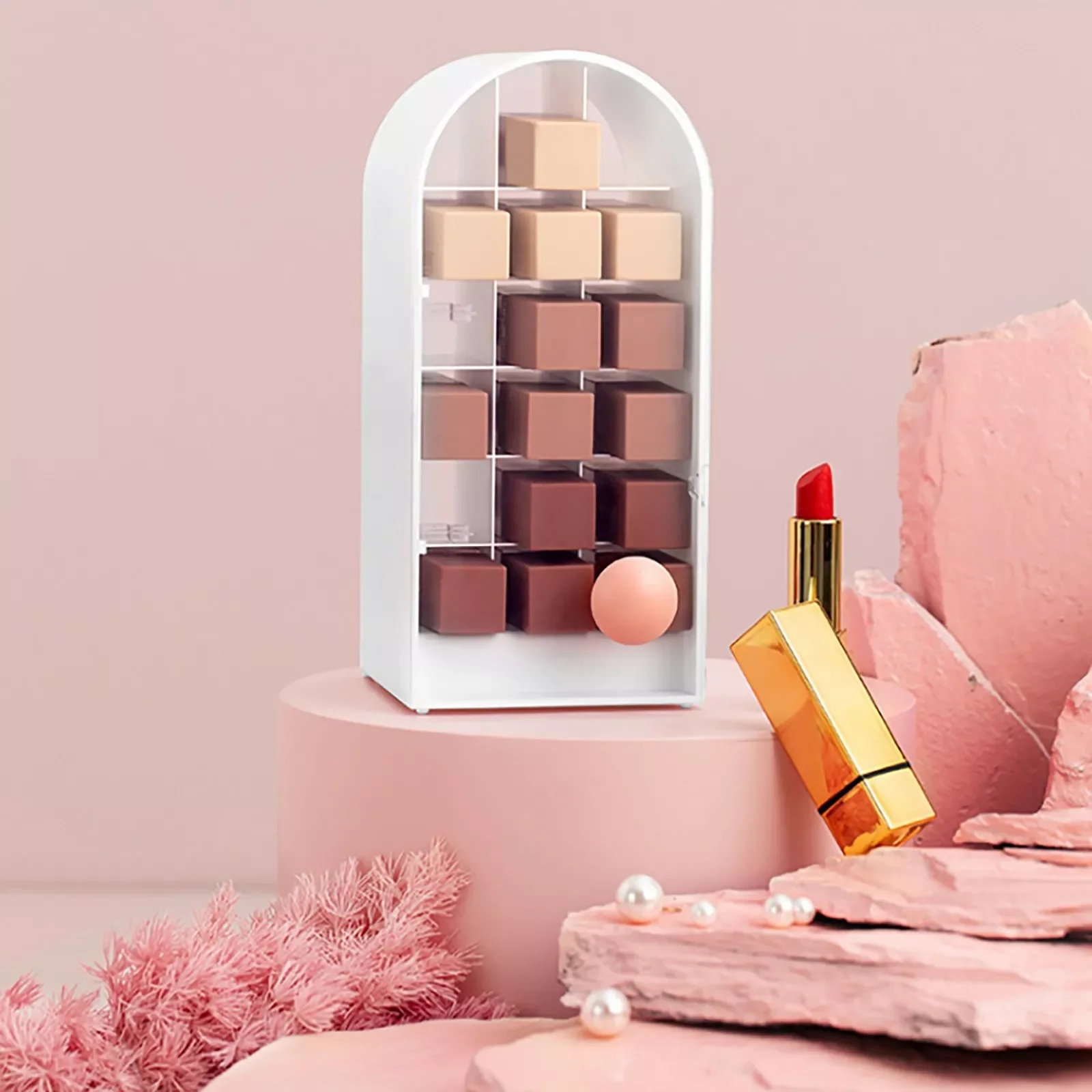 

Lipstick Storage Box 18 Lattice Lipstick Storage Box Transparent Dust-Proof Storage Frame Display Holder Cosmetic Organizer Box