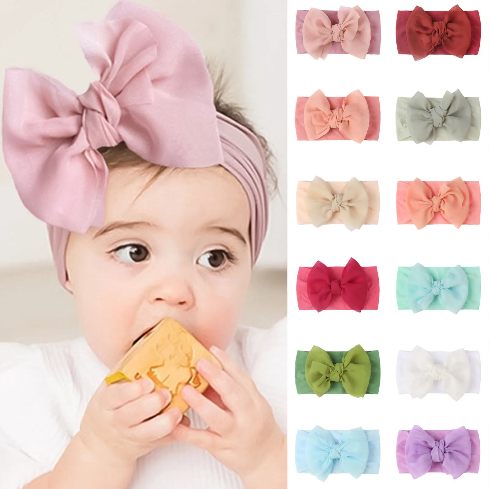 

New Bohemia Elastic Printed Flower Kids Headband Newborn Infant Knot Bows Headwraps Baby Girls Headwear Cute Gifts Photo Props