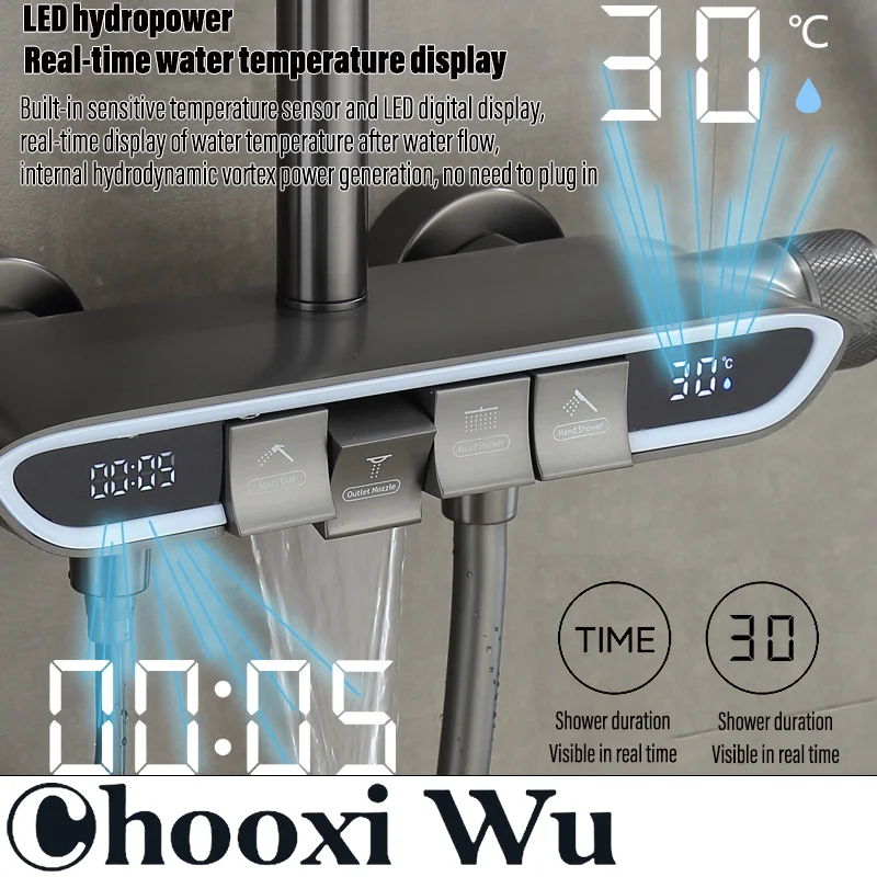 Термостатическая Душевая система CHOOXIWU умный цифровой смеситель для душа в