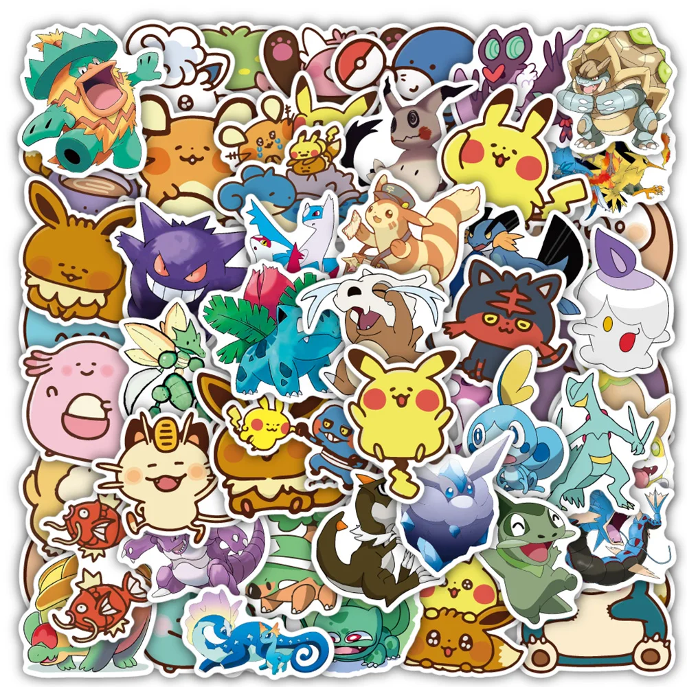 

10/30/50pcs Kawaii Pokemon Cartoon Stickers Decals Graffiti Skateboard Phone Case Car Waterproof Cute Anime Kids Sticker Packs