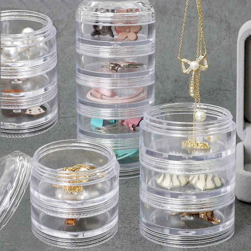 

Small Multilayer Rotating Storage Box Jewelry Earrings Ring Acrylic Box Jewelry Stand Organizer Boxes Display Rack with Cover