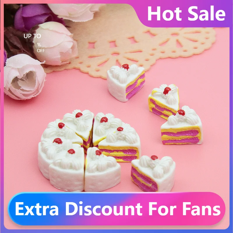 

Hot Sale DollHouse Cakes Kawaii DIY Miniature Artificial Fake Doll Food Cake Resin Ornament Craft Play Doll House Accessories
