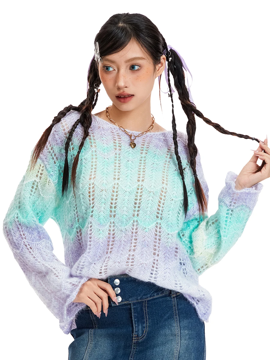 

Fairycore y2k Knitted Sweater for Women Vintage Long Sleeve Rib Knit Pullover Top 2000s Retro Grunge Cottage Jumpers