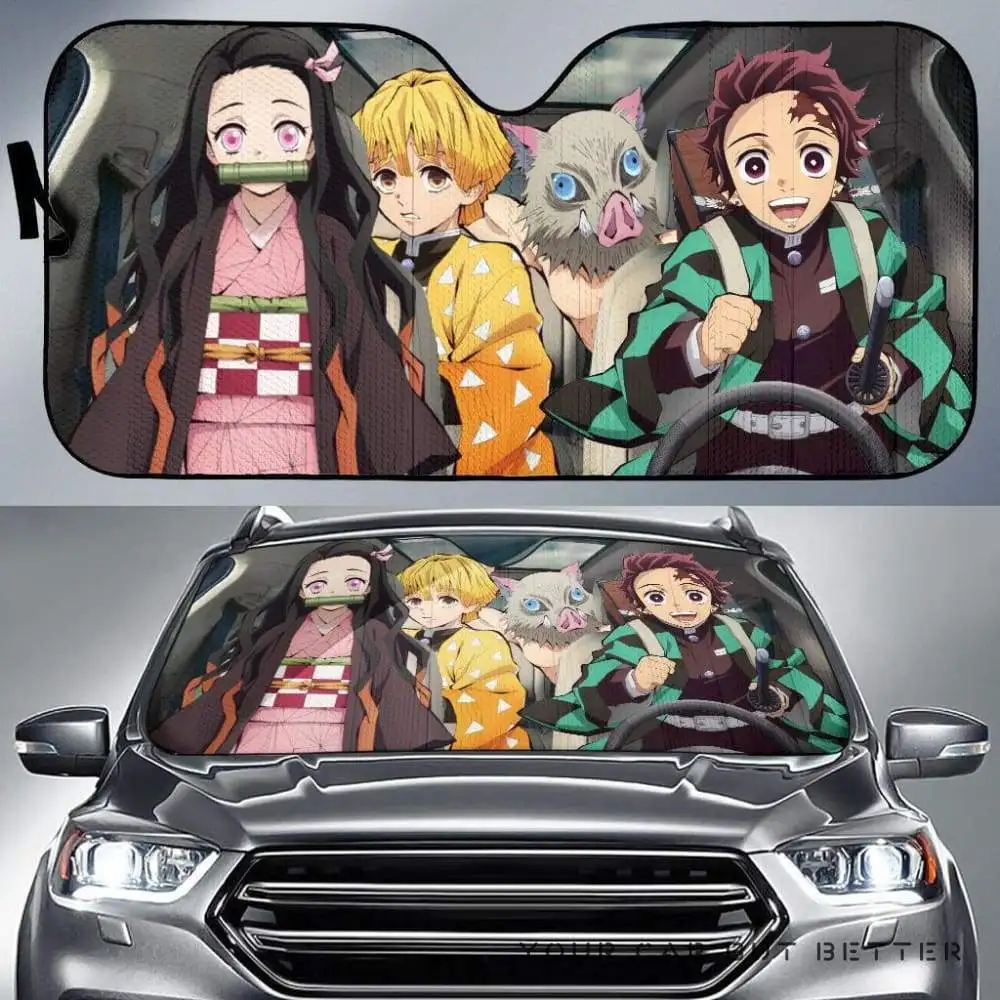 

Front Windshield Sunshade Kimetsu Yaiba Demon Slayer Auto Sun Shade Windshield Sunshade Universal Fits Most Cars Vehicle Suv