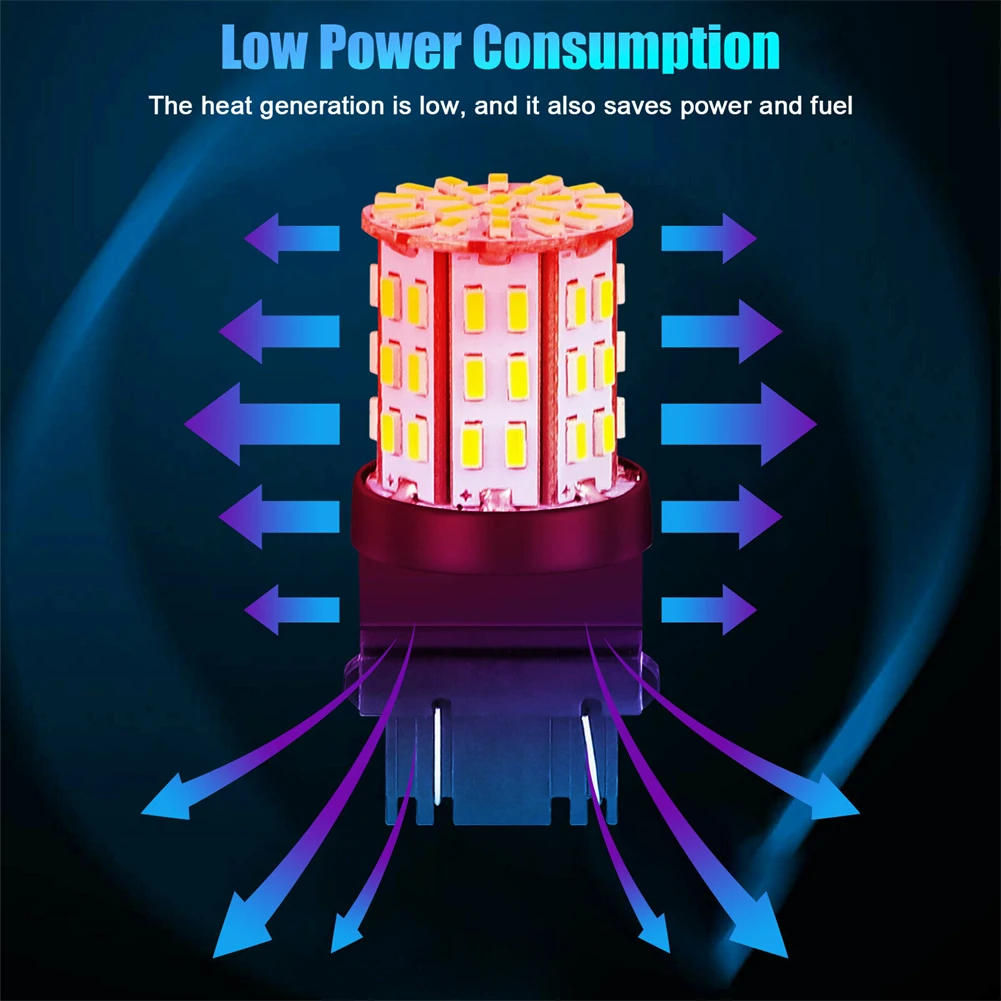 

64SMD Car LED Backup Lights 3157 Size 360 Degrees 4 Bulbs 6000K Pure White 12V 140mA 3157 LED Bulbs Brake Lights
