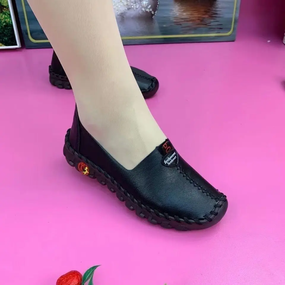 

2022 Flats Women Shoes Korean Style Thick Sole Shoes for Women Cozy Leather Slip On Shoes Pregnant Woman Loafers Chaussure Femme