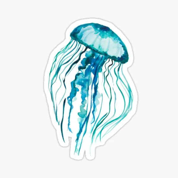 

Watercolor Jellyfish 5PCS Stickers for Print Bumper Car Water Bottles Decorations Laptop Anime Cartoon Stickers Art Living Room