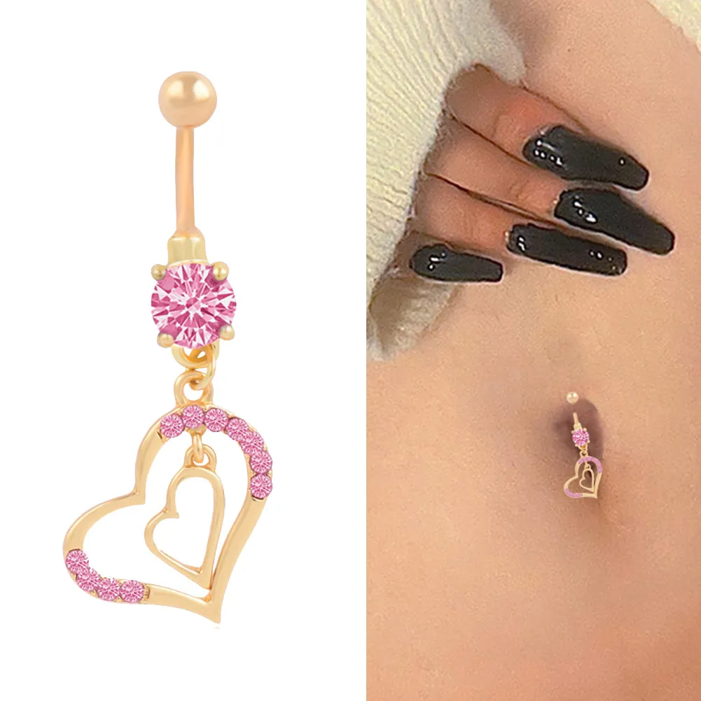 

1 Pcs Fashion Crystal Heart Navel Belly Button Ring Shinning Love Heart Decor Piercing Jewelry Accessories