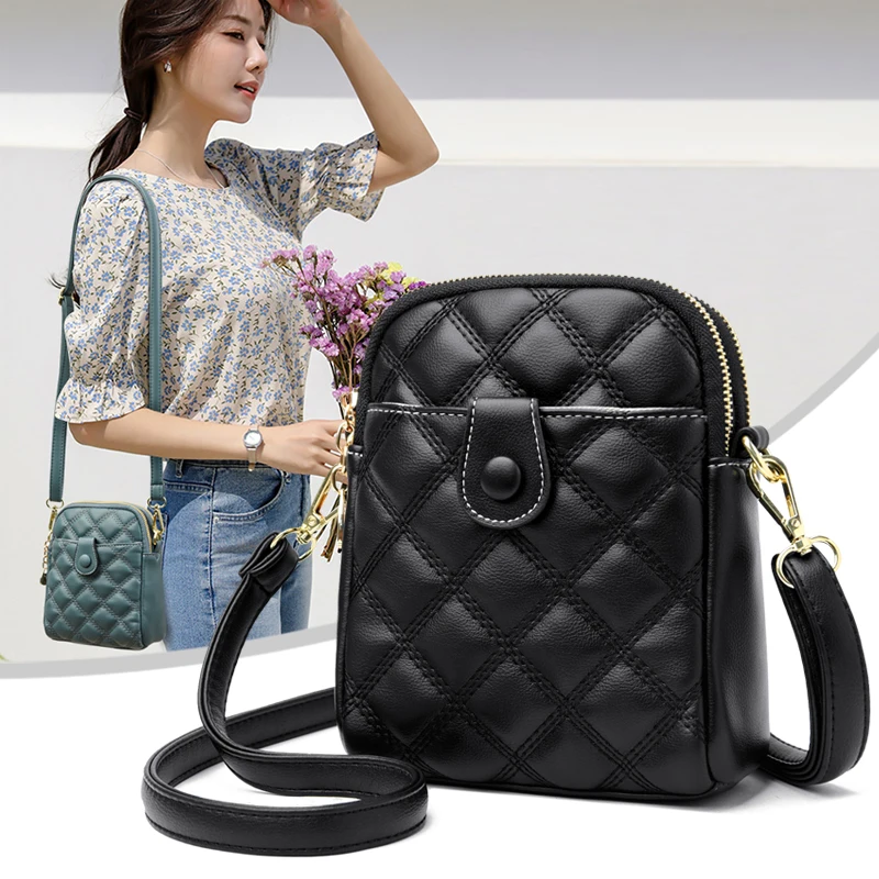 

Quality Small Vintage Soft PU Leather Shoulder Crossbody Bags for Women Solid Color Simple Designer Luxury Phone Bag Coin Purses