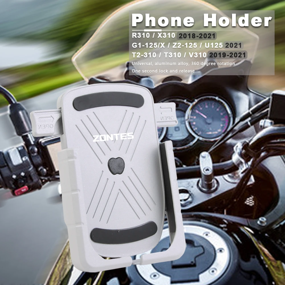 

Motorcycle Phone Holder Aluminum For Zontes G1-125X R310 T2-310 T310 U1-125 U125 V310 Z2-125 2018 2019 2020 2021 Cellphone Stand