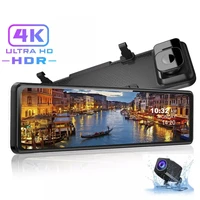 4k dash camera 12 inch stream media rear view mirror 2160p ultra hd car dvr dual lens camera with gps imx415 video recorder