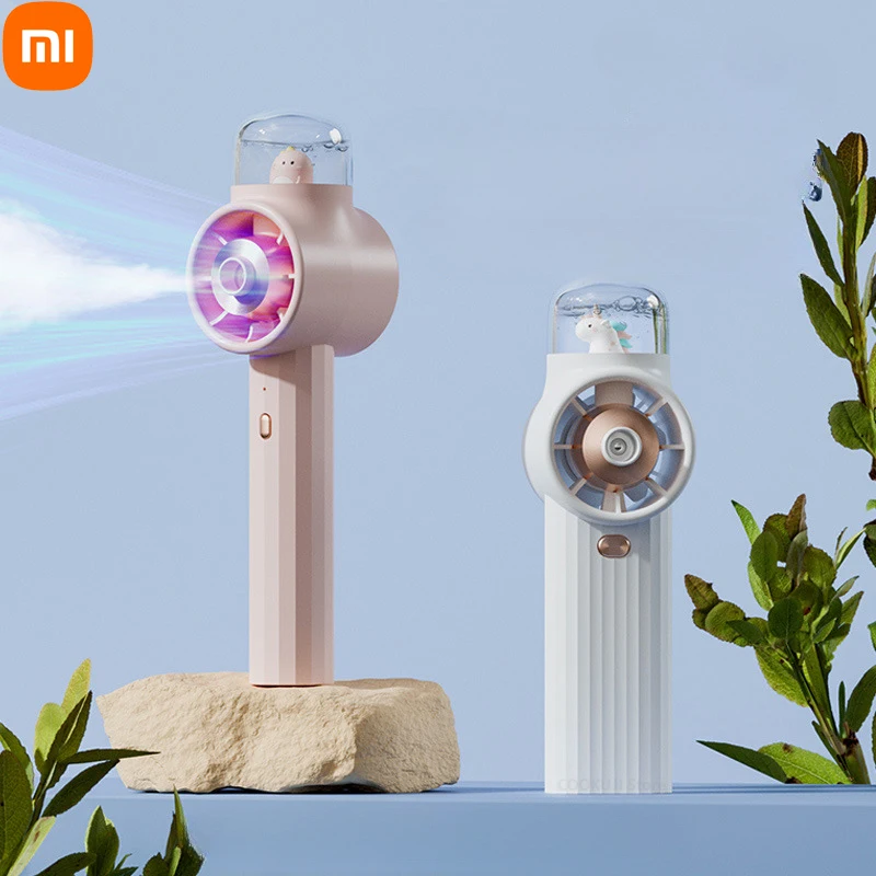 Xiaomi Mini Portable Fan Humidifying Spray Mode Water Fan Summer USB Charging Air Condition Handheld Fan Outdoor Camping Home