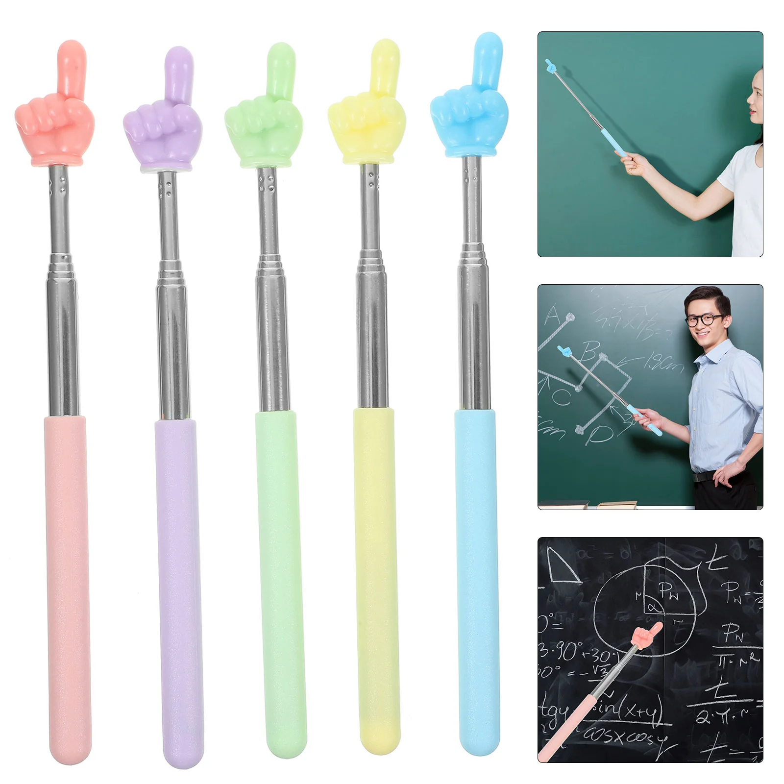 

5 pcs Retractable Finger Pointer Sticks Extendable Classroom Hand Pointers for Teacher