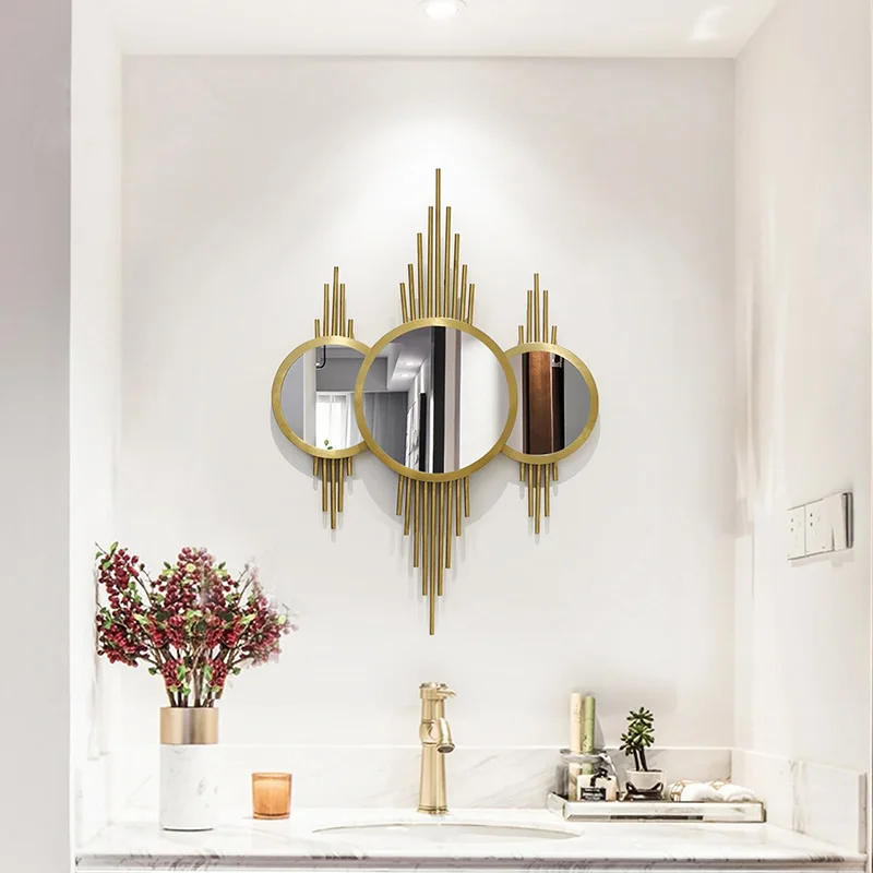 

Modern Mirror Wall Hanging Decoration, Northern Europe Metal Wall Backdrop Decor for Living Room Dining Room