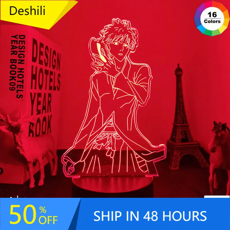 

miflame New 3d Lamp Anime Bleach Ichigo Kurosaki for Bedroom Decor Nightlight Cool Birthday Gift Acrylic Led Night Light Bleach