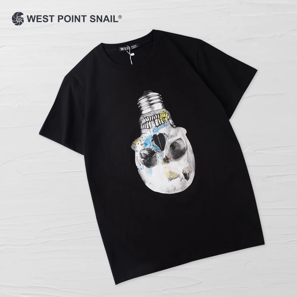 

Футболка с круглым вырезом для мужчин и женщин, повседневная Готическая рубашка с принтом черепа, лампочки, топ из сукна с коротким рукавом, ...