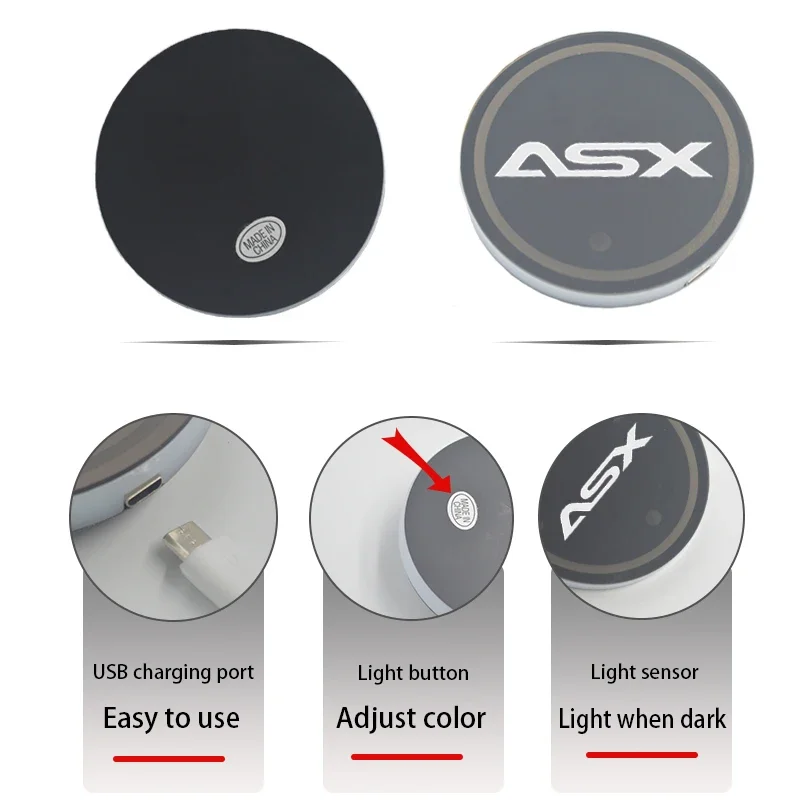 Светодиодные автомобильные подстаканники для Mitsubishi ASX 7 цветов изменение