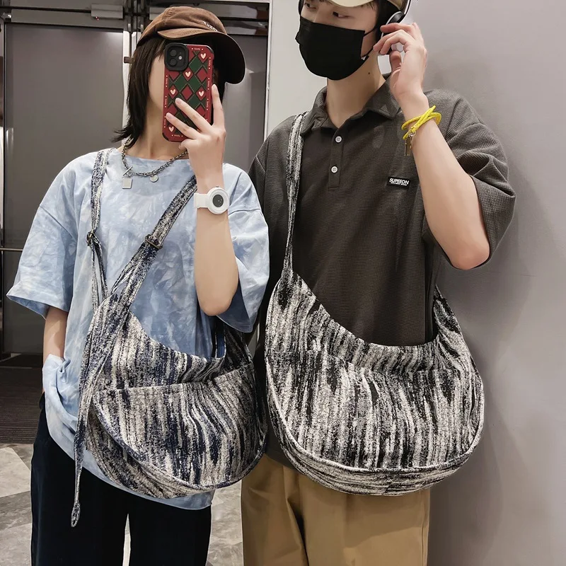 Сумка через плечо унисекс Женский мессенджер из денима вместительный саквояж на