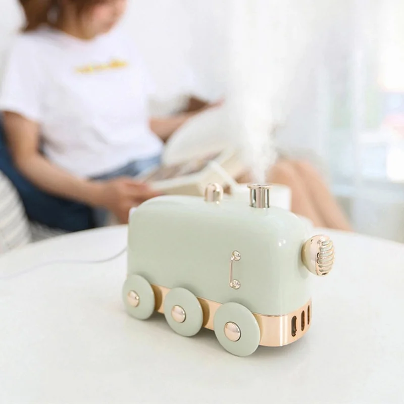 

300ml Mini Ultrasonic Humidifier Retro Train USB Aroma Air Diffuser Essential Oil Mist Maker Fogger