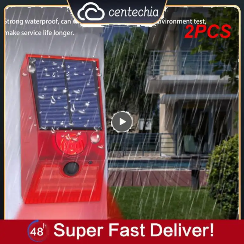 

2PCS 2-In-1 Solar Motion Sensor Detector Alarm Light Remote Control Siren Waterproof 129dB Siren Lamp For Home Outdoor Yard Farm