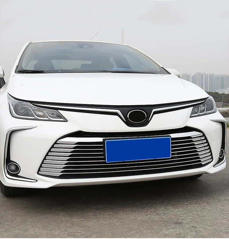 

For Toyota Corolla 2019 2020 2021 Car cover Bumper engine Stainless Steel Chrome Trims Front Bottom Grid Grill Grille Hoods