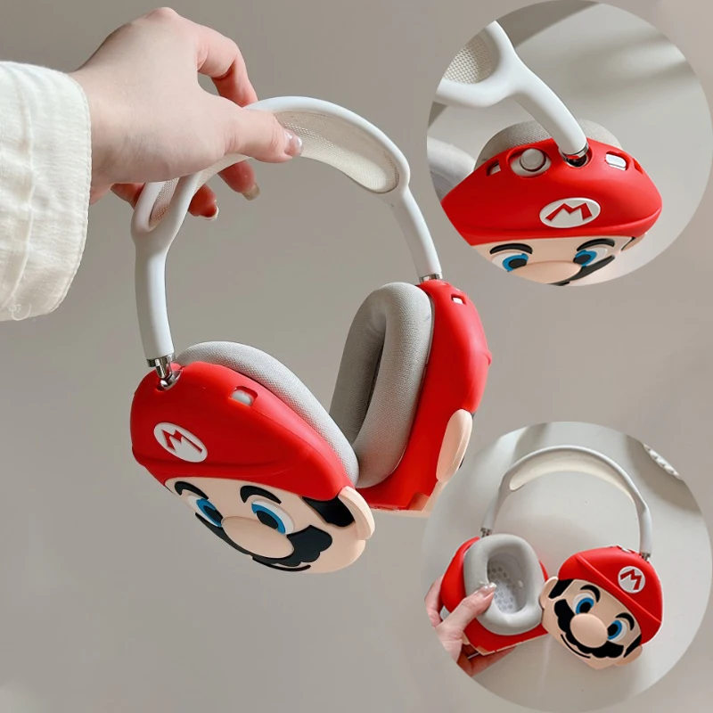 Силиконовый чехол Super Mario Bros для Airpods Max Мягкий противоударный защитный наушников