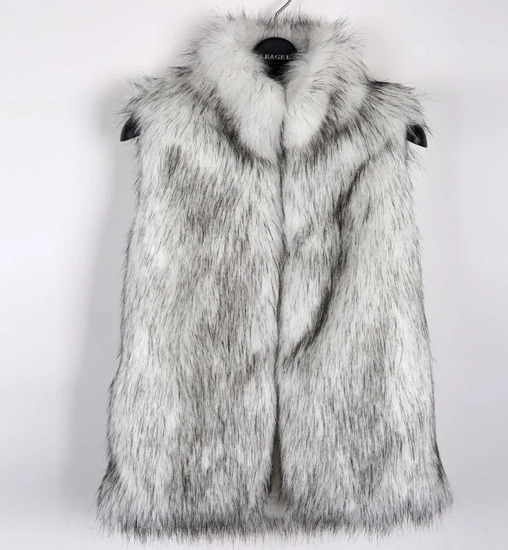 Autumn and winter new hairy vest imitation fur vest medium long stand collar artificial fur coat clip