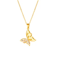 delicate butterfly necklaces for women gifts jewelry gold color stainless steel length adjustable o chainfemme collar