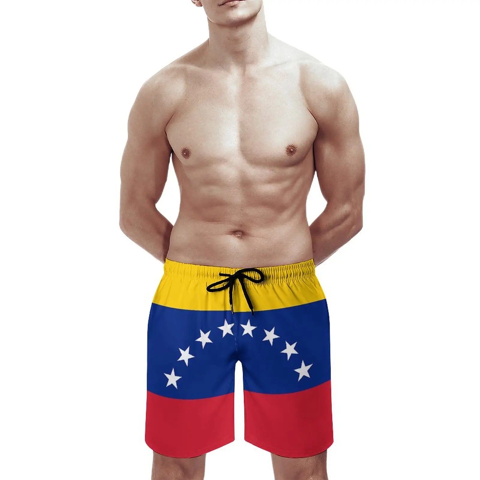 Мужские пляжные шорты с регулируемым шнурком, дышащие быстросохнущие, флаг Венесуэлы, венетоланы, Венесуэлы, аниме причиной