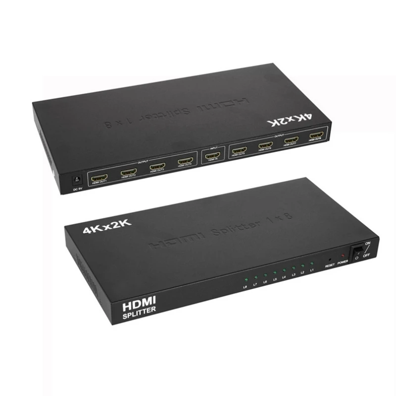 

Новый HDMI-совместимый разделитель 1,4 1X8 разделитель аудио и видео высокой четкости 1 в 8 Выход HDMI-совместимый разделитель