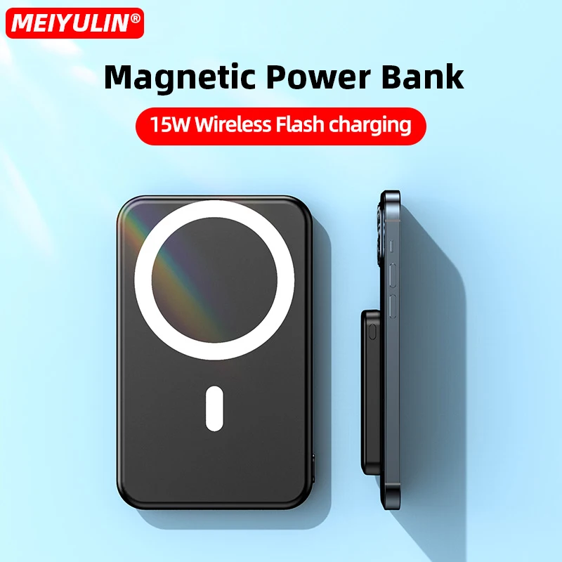 

10000mAh Magnetic Power Bank Wireless Charger 22.5W Portable Universal External Battery Case Type C LED For iPhone 13 12 Xiaomi