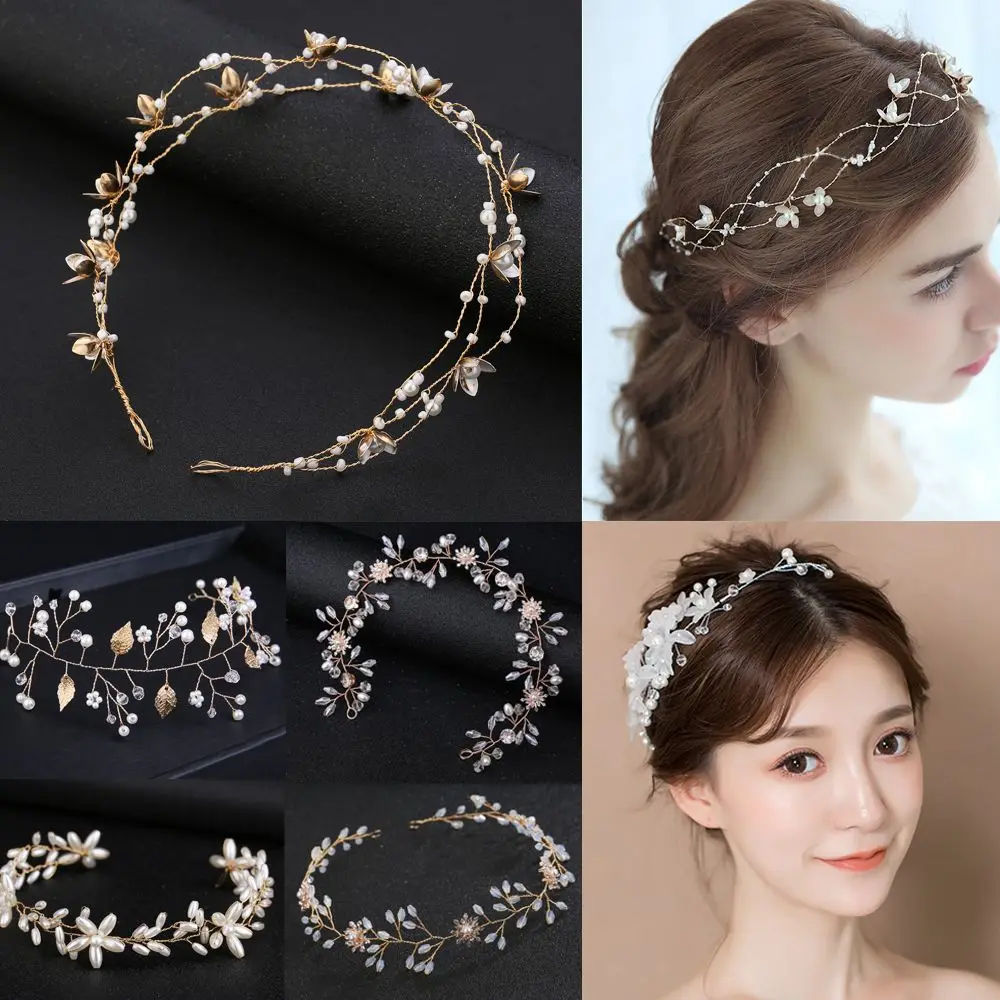 

Свадебная тиара ювелирные изделия ручной работы украшение для волос искусственная жемчужная головная повязка с кристаллами Стразы головн...