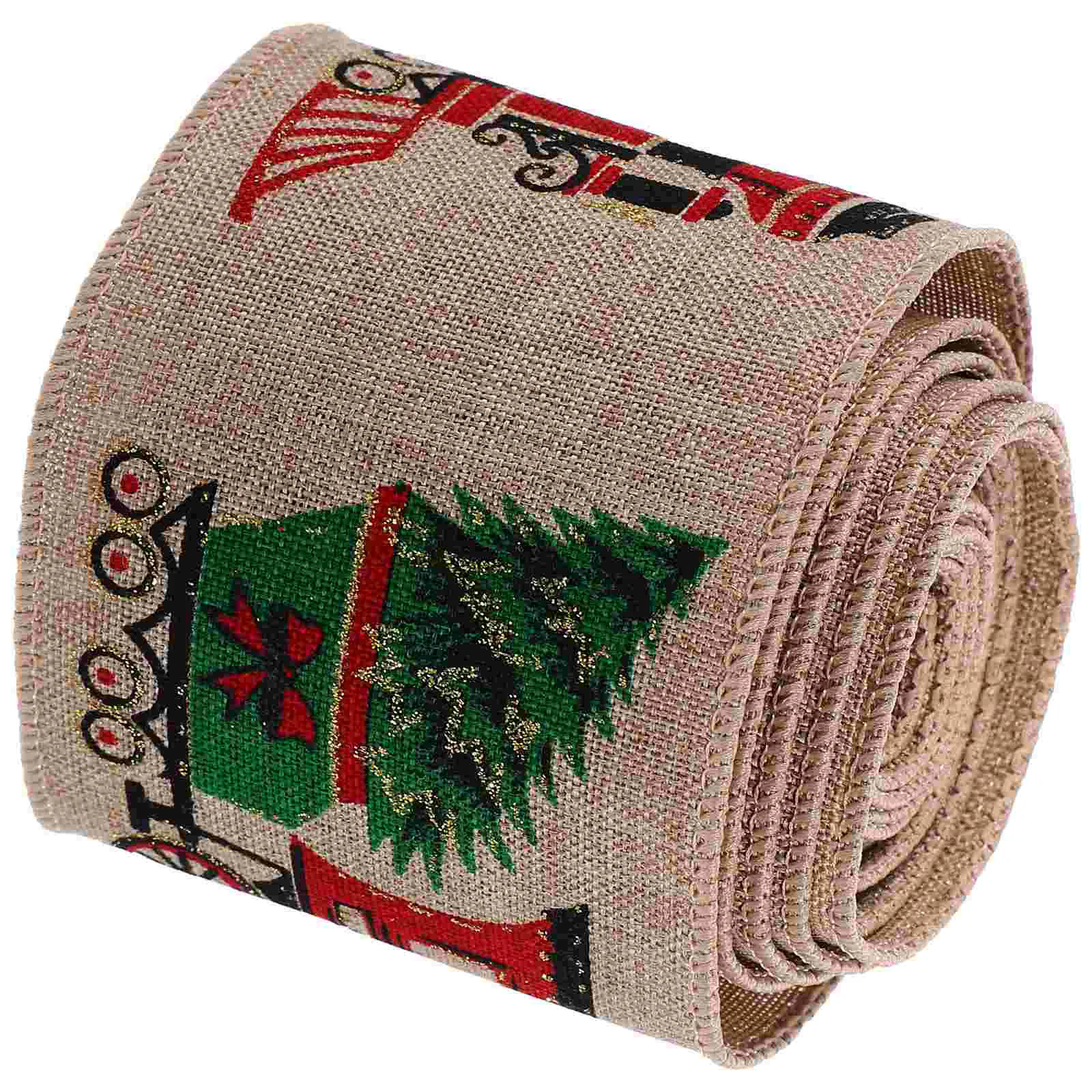 

1 Roll of Christmas Ribbon Cartoon Pattern Packaging Ribbon Decorative Ribbon Gingerbread Decoration