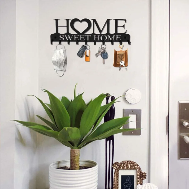 

Black Metal Wall-mounted Clothes Rack Key Iron Holder Balcony Kitchen Household Organizer Bathroom Rangement Hooks Storage