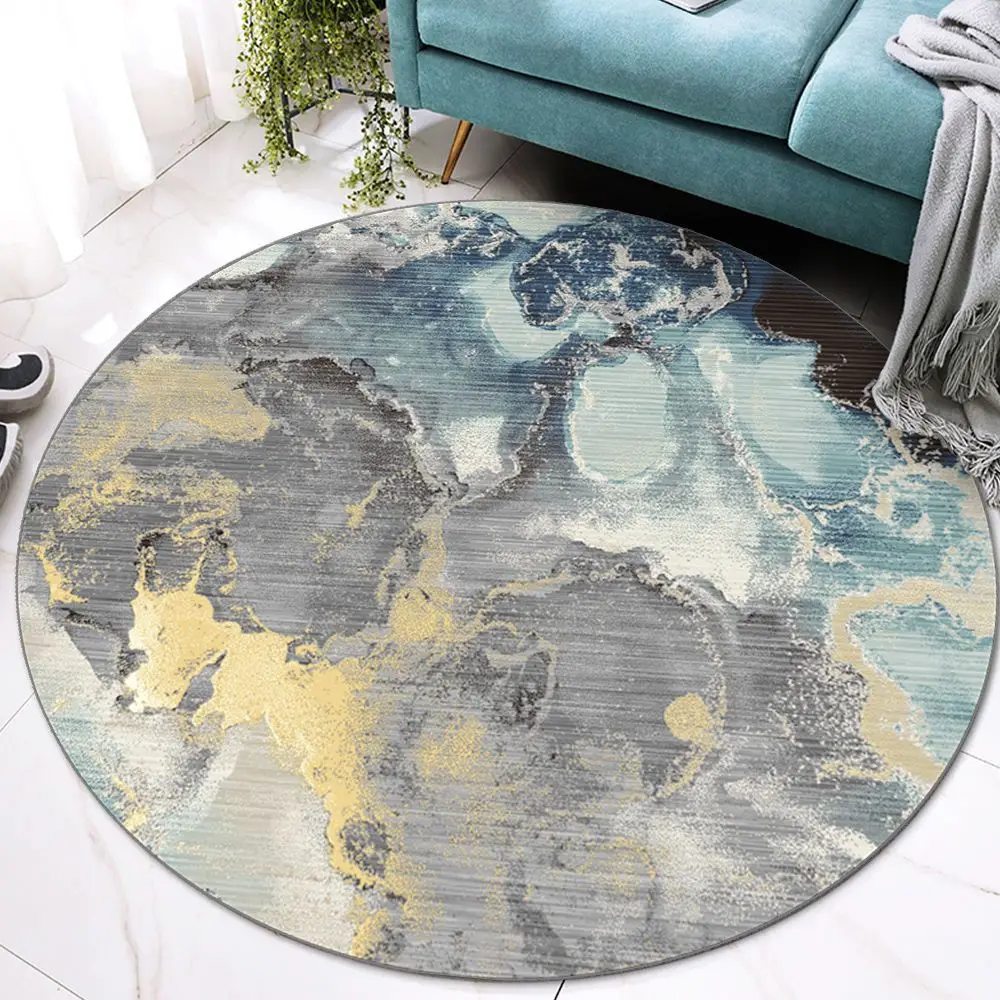 

Nordic Abstract Round Carpets for Decoration Bedroom Bedside Lounge Living Room Large Area Rugs Entrance Door Round Mat Washable