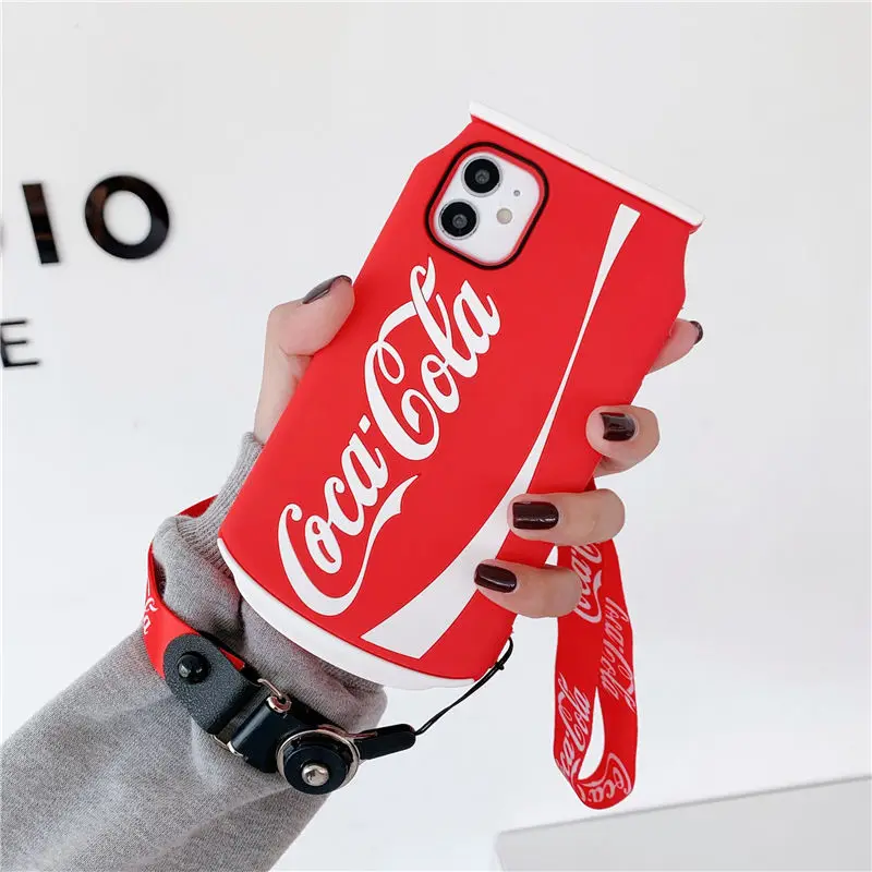 

coke 3D drink phone case For iPhone 11 Soft TPU cocacola Cases for iPhone se2020 6 6s 7 8 Plus X XR Xs 11 Pro Max Cover