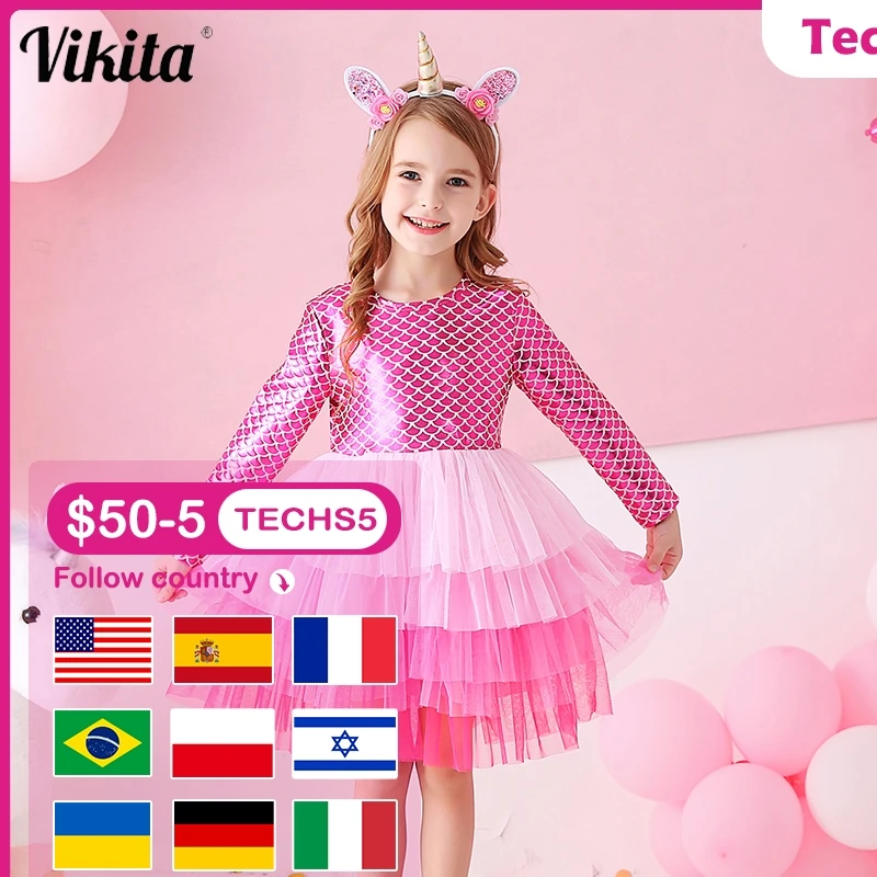 VIKITA/Брендовое платье для девочек Элегантное детское платье-пачка Детское