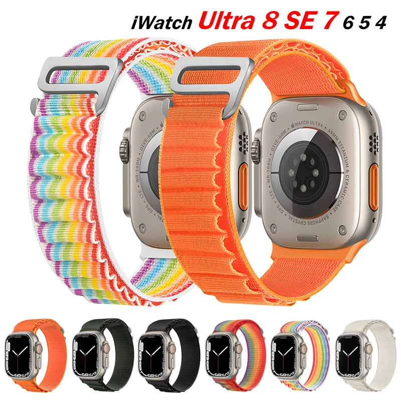 

Alpine loop strap For apple watch band 45mm 49mm 41mm 44mm 40mm Nylon Smartwatch Bracelet Belt iwatch Series 3 5 SE 6 7 8 Ultra