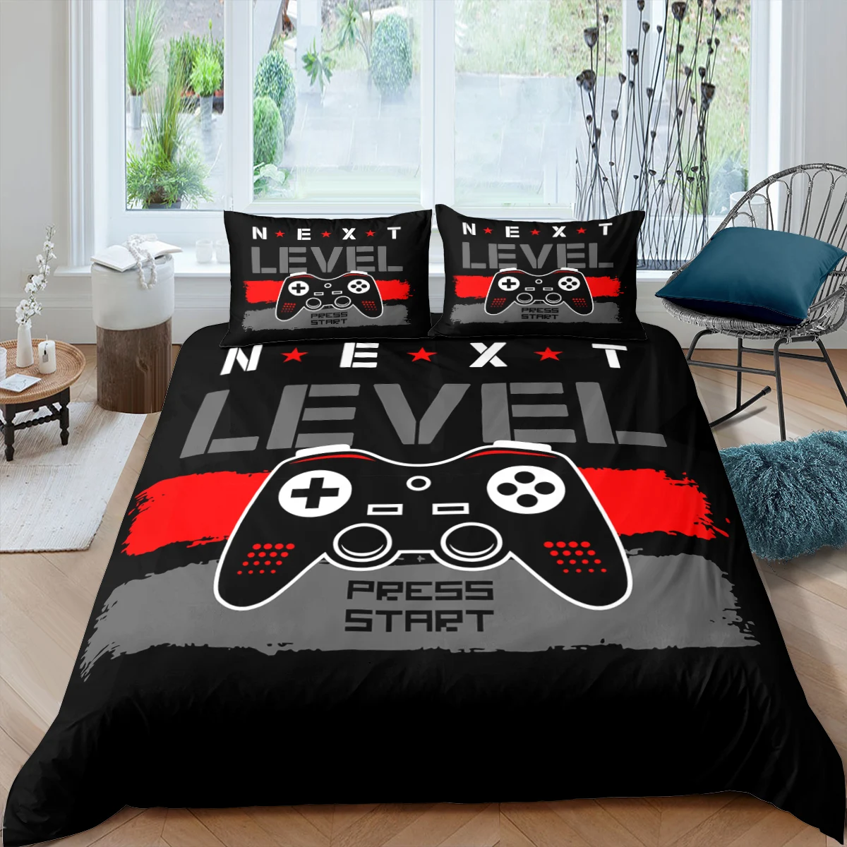 

Home Living Luxury 3D Gamers Bedding Set Kids Duvet Cover Pillowcase Game Controller Bedding Set Queen and King EU/US/AU/UK Size