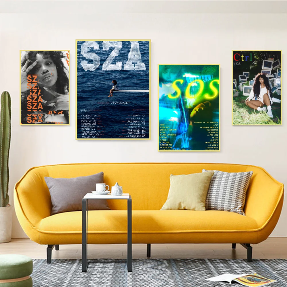 

Singer SZA SOS Poster Self-adhesive Art Poster Whitepaper Prints Posters Artwork Aesthetic Art Wall Painting