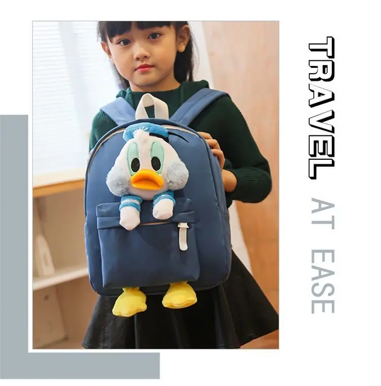 Disney Donald Duck Children's Oxford Cloth Cute Cartoon Lightweight Adjustable Shoulder Bag Student Casual Zipper Handbag