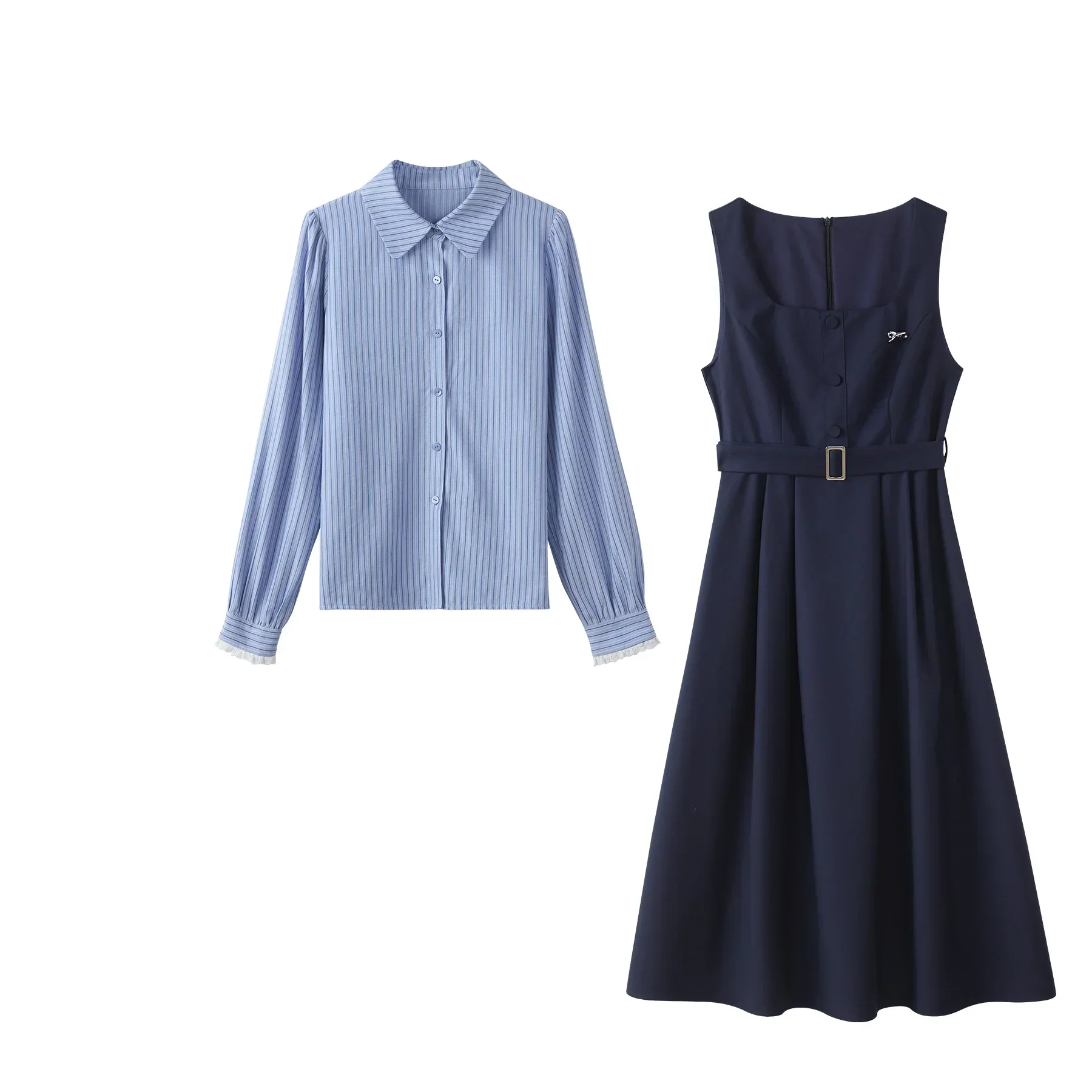 ALXNAN женская рубашка в полоску консервативном стиле классическая однобортная с