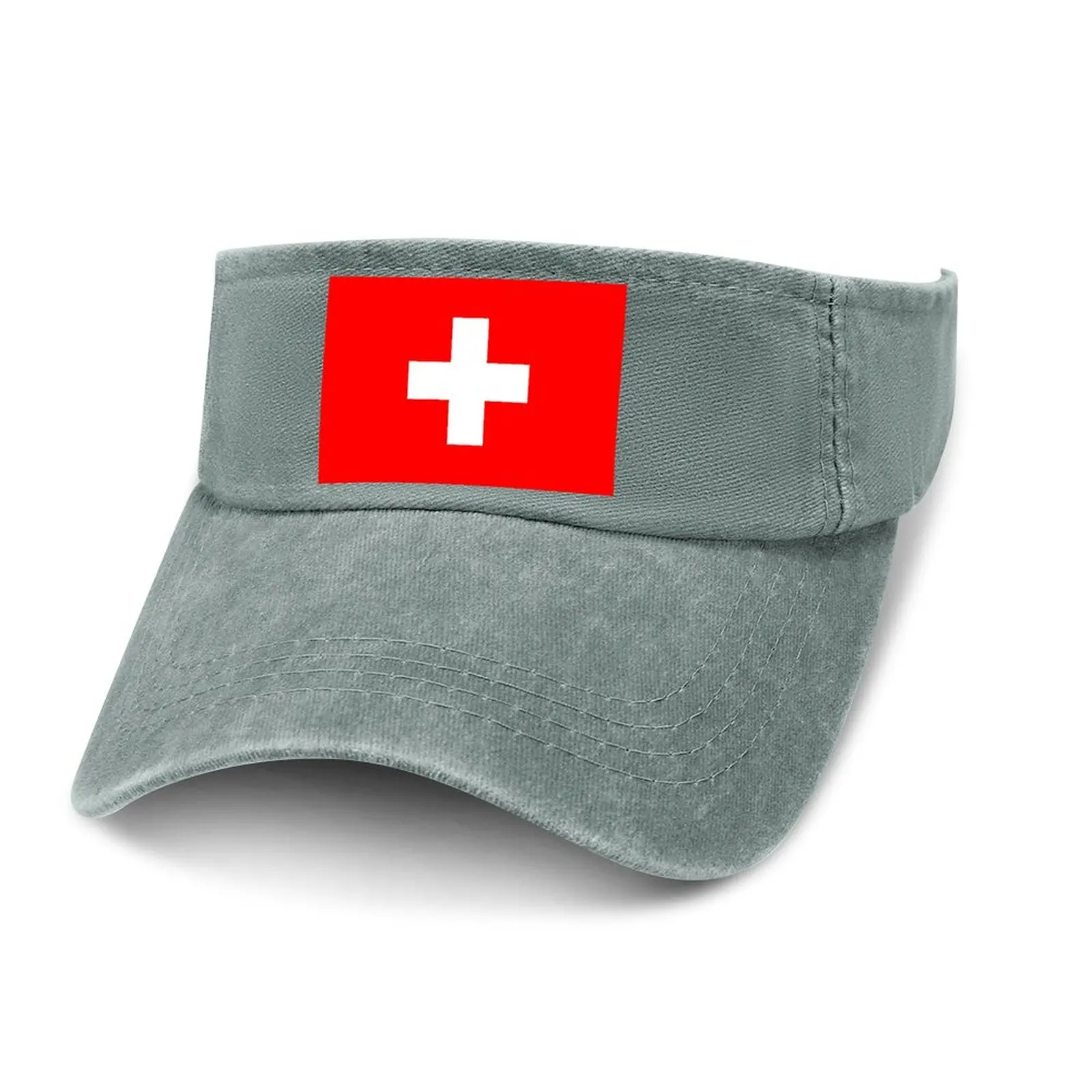 

Switzerland Sun Visor Leaky Top Cowboy Hats Mens Womens Customize DIY Cap Sports Baseball Tennis Golf Caps Empty Open Top Hat
