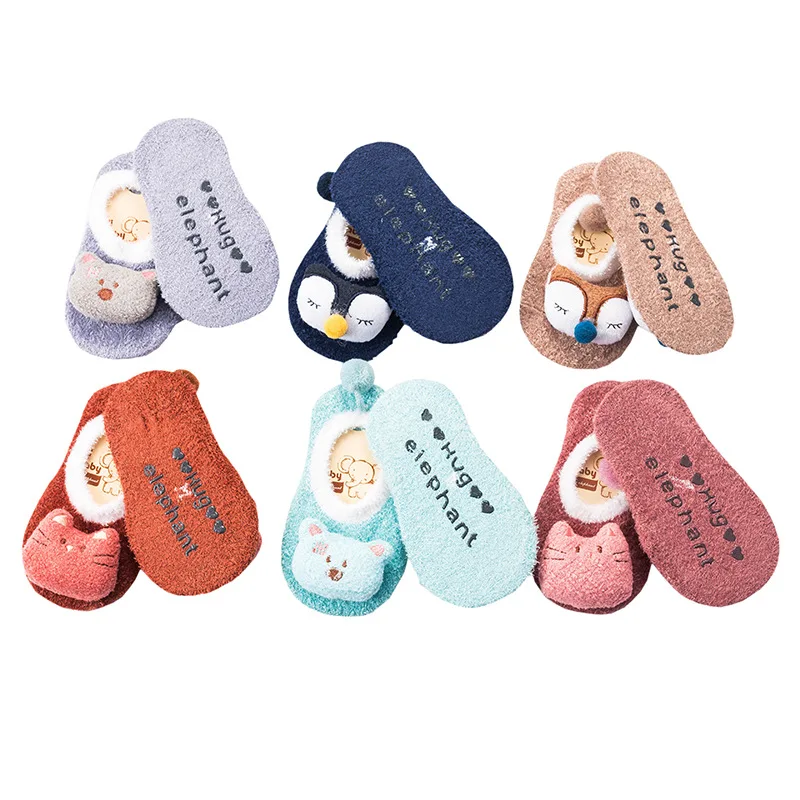 

1 Pair Cartoon Doll Baby Indoor Socks Shoes Spring Summer Newborn Foot Keep Warm Kids Cotton Floor Socks Anti-Slip 3D Short Sox