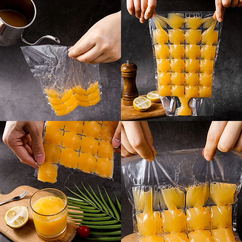 

10Pcs/Pack Ice Cube Mold Disposable Self-Sealing Ice Cube Bags Transparent Faster Freezing Ice-making Mold Bag Kitchen Gadgets