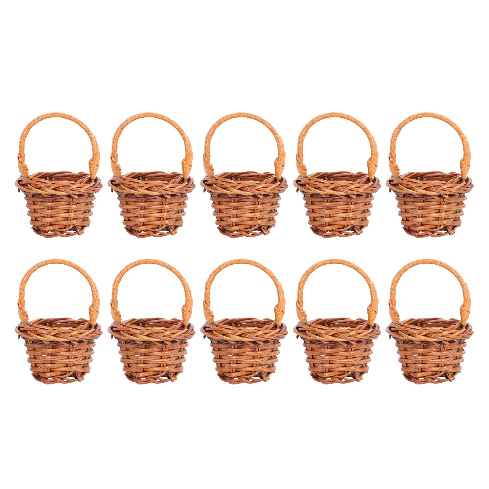 

10 PCS Mini Shopping Basket Baby Dolls Girls Flower Gift Desktop Holder Prop Rattan Home Toddler Bedroom Wicker