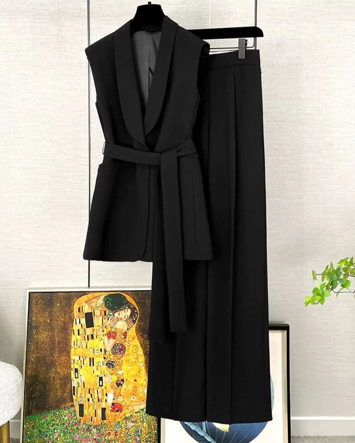 Женские костюмы из жилета и брюк комплект двух предметов офисная одежда деловая