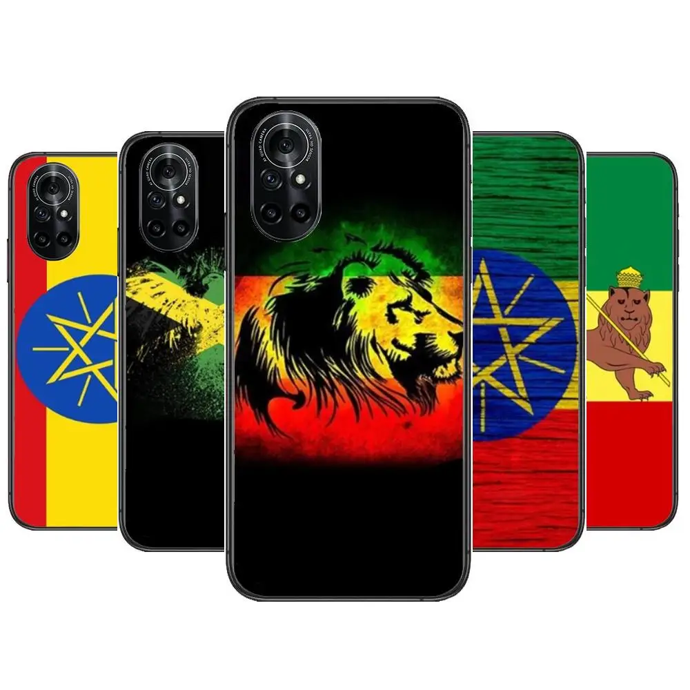 

Retro Ethiopia Flag Clear Phone Case For Huawei Honor 20 10 9 8A 7 5T X Pro Lite 5G Black Etui Coque Hoesjes Comic Fash design