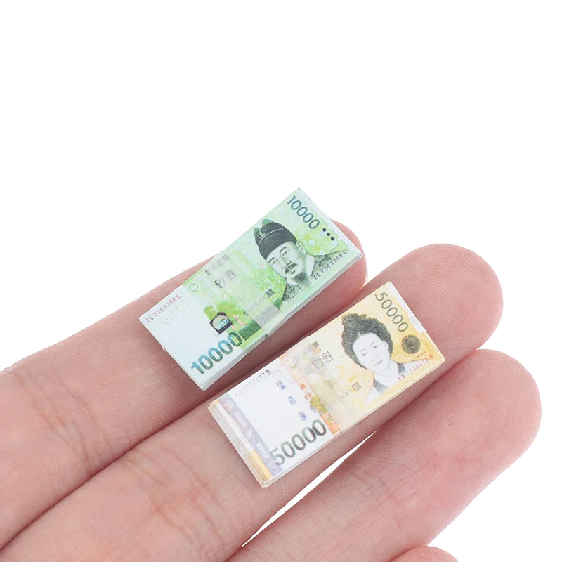 

1Bundle Mini Korean Won Cute Banknotes Model Miniature Items For Barbie House 1/12 Dollhouse Ob11 Doll Accessories Toy
