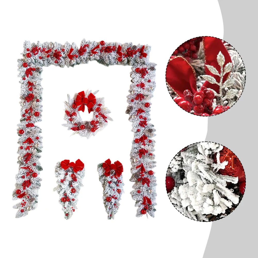 Праздничный красный рождественский венок и комплект гирлянд: идеальный